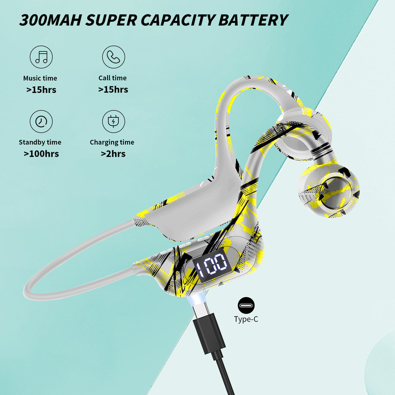 Akz-G9 Cross-Border Graffiti Bone Conduction Bluetooth Headset Non-In-Ear Over-Ear Plug-In Card Wireless Sports Running Headset