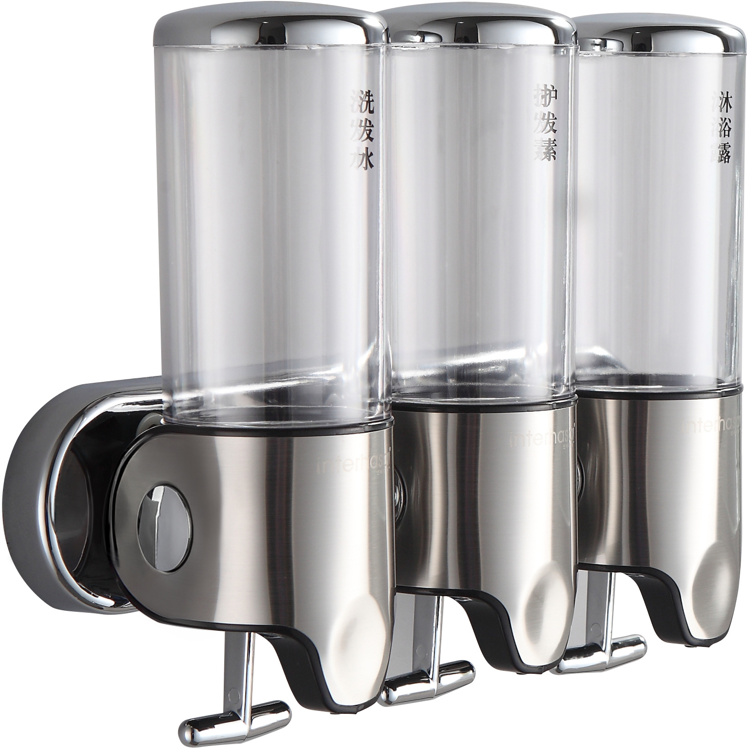 英特汉莎304不锈钢壁挂式酒店手动皂液器卫生间拉杆式给皂器