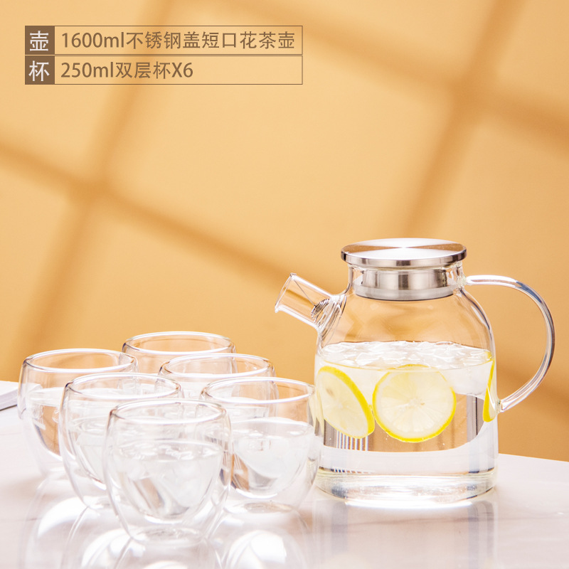 Tetera de vidrio resistente al calor tetera de bambú de gran diámetro olla engrosada tetera de flores y hierba tetera de gran capacidad hervidor de agua fría tetera hirviendo