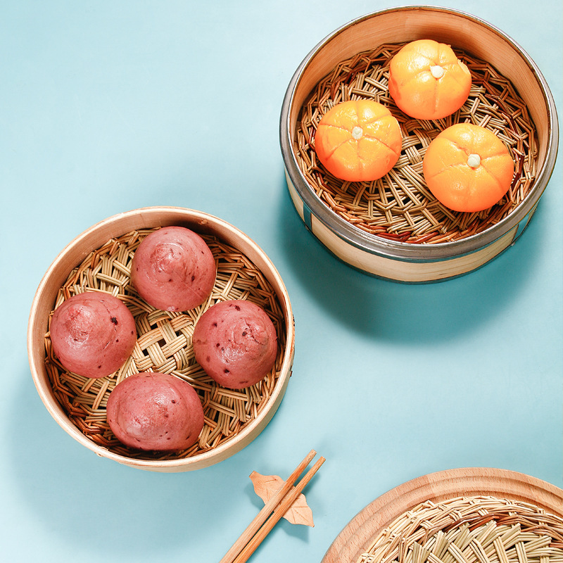 Al por mayor bolos al vapor almohadilla de aguja de pino almohadilla de hierba redonda tejida a mano cabeza de bolos al vapor cojín de jaula pequeña cojín de bolos de paleta