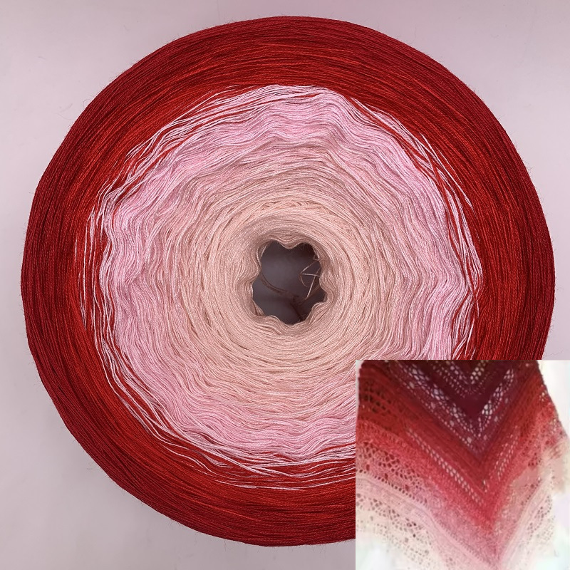 春夏蕾丝棉纯棉线彩虹蛋糕线渐变手工编织毛线披肩棒针钩针线|undefined