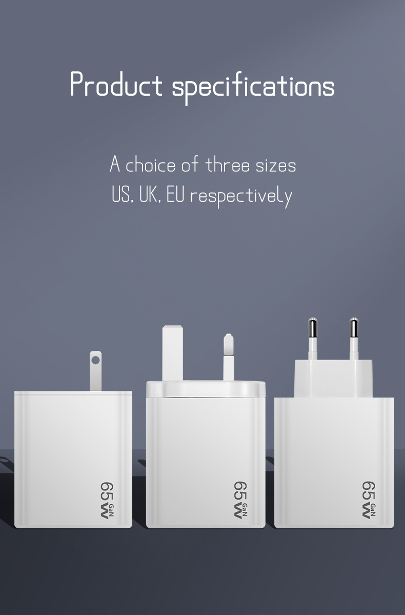 CE-zertifiziertes 65-W-Galliumnitrid-GaN-Ladegerät, Schnellladekopf für Mobiltelefone nach britischem Standard, Laptop-Geschwindigkeitsadapter_voghion.com