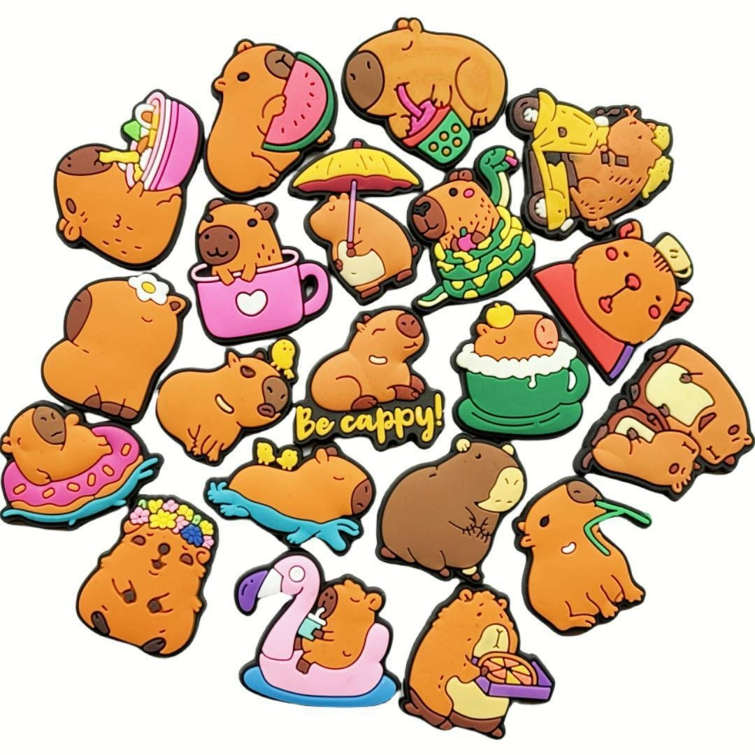 Милая мультяшная серия капибары, обувь крокодила, обувь с цветочной пряжкой, забавные аксессуары для обуви капибара, украшения «сделай сам»