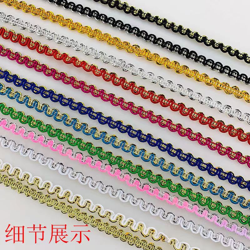 0,5 cm colorido encaje de Color Étnico onda encaje en forma de EE. UU. Onda encaje dorado suministro directo de fábrica