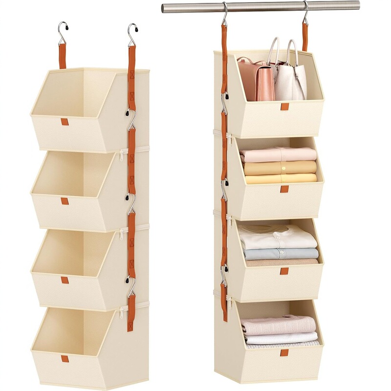 Large Capacity Wardrobe Organizer Clothes Rack 4-Layer Foldable Storage Solution No Installation Required Space-Saving Hanging Bag Storage