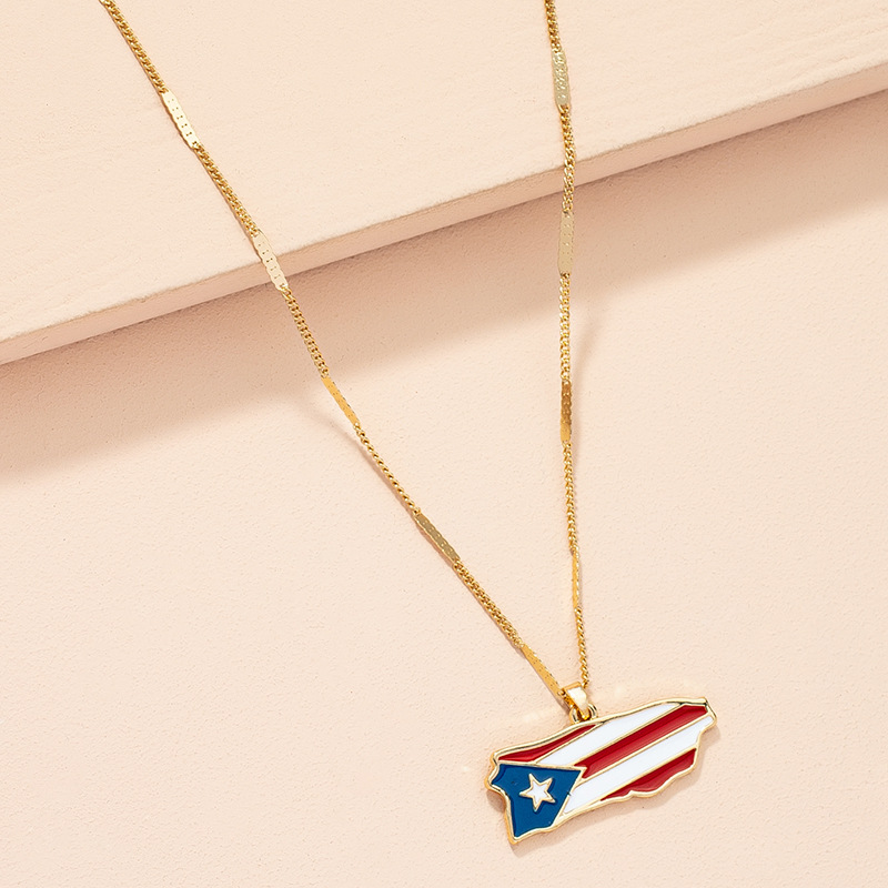 Korea retro fashion flag pendant necklace wholesale nihaojewelry