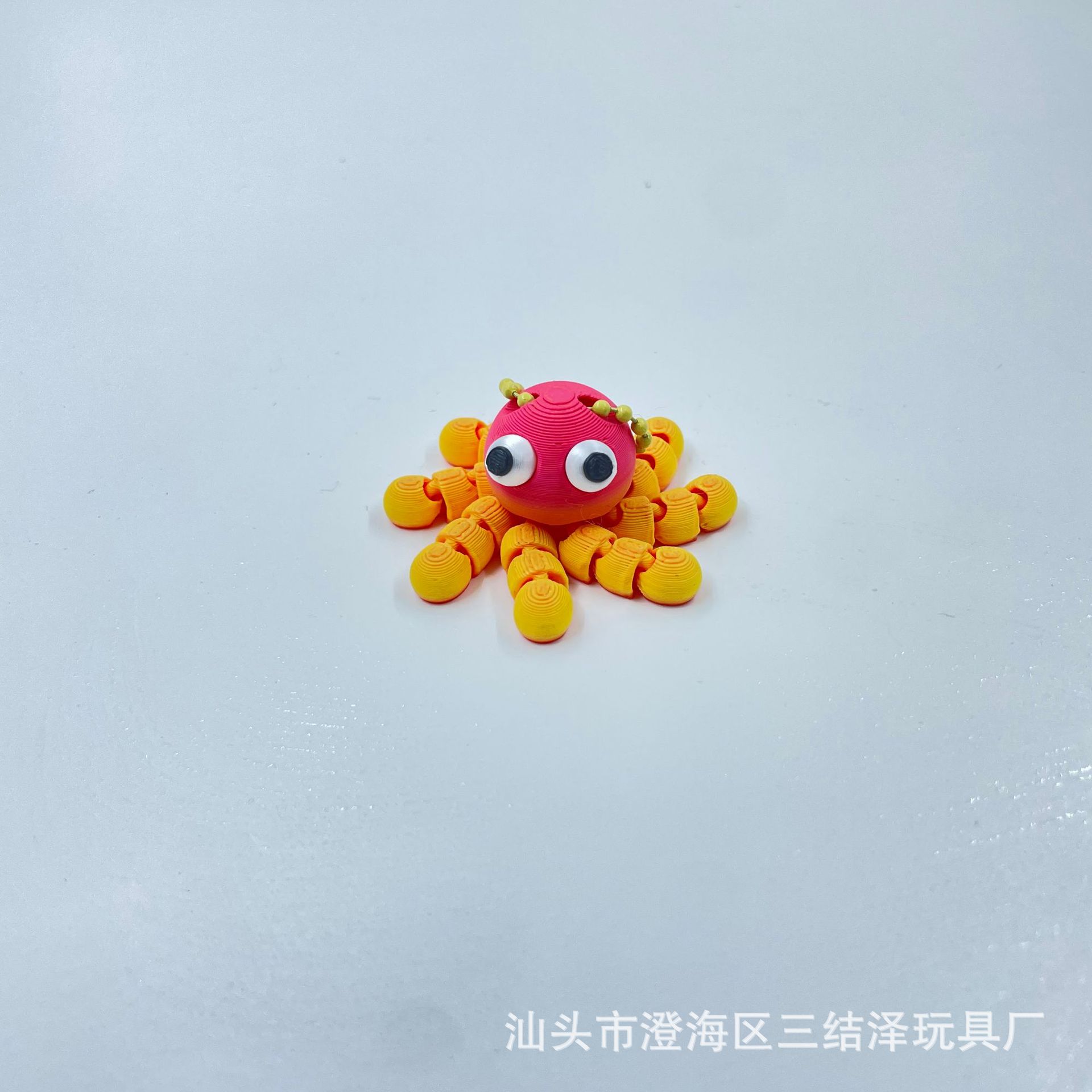 붉은 문어 열쇠고리(3D 프린팅, 24개의 가동식 관절)