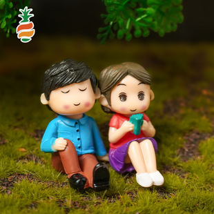 Romantic Couple Leaves Chair Cake Ornaments Fleshy DIY Material Landscape Ornaments Fleshy Flower Pot Accessories