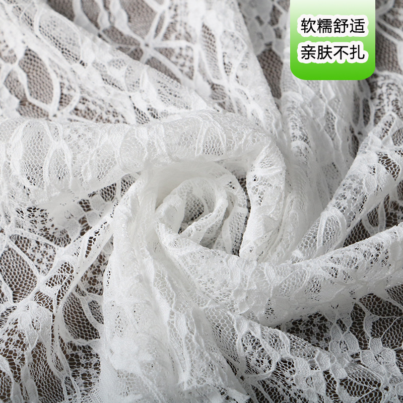 Children's Clothing Fabric Black and White Dance Flower Lace Top Soft Fabric Designer Spring and Summer Bubble Cloth Lace Fabric
