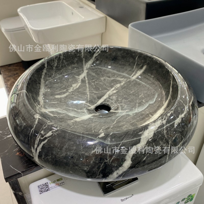Foshan fábrica de suministro directo de ingeniería Hotel negro contador cuenca baño balcón lavabo de cerámica ronda Cuenca del arte