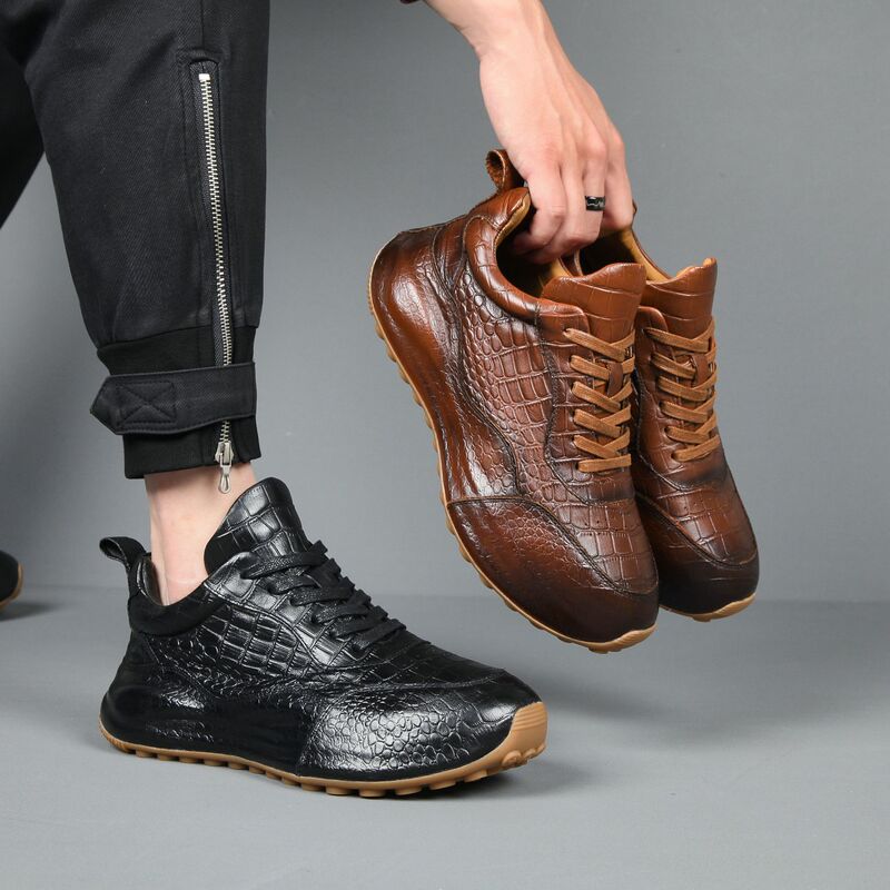 First-Layer Cowhide Sole Shoes with Embossed High-End Feel, Breathable Sneakers for Autumn and Winter, Height-Increasing Dad Shoes, Casual Shoes for Men First-Layer Cowhide Sole Shoes with Embossed High-End Feel, Breathable Sneakers for Autumn and Winter, Height-Increasing Dad Shoes, Casual Shoes for Men