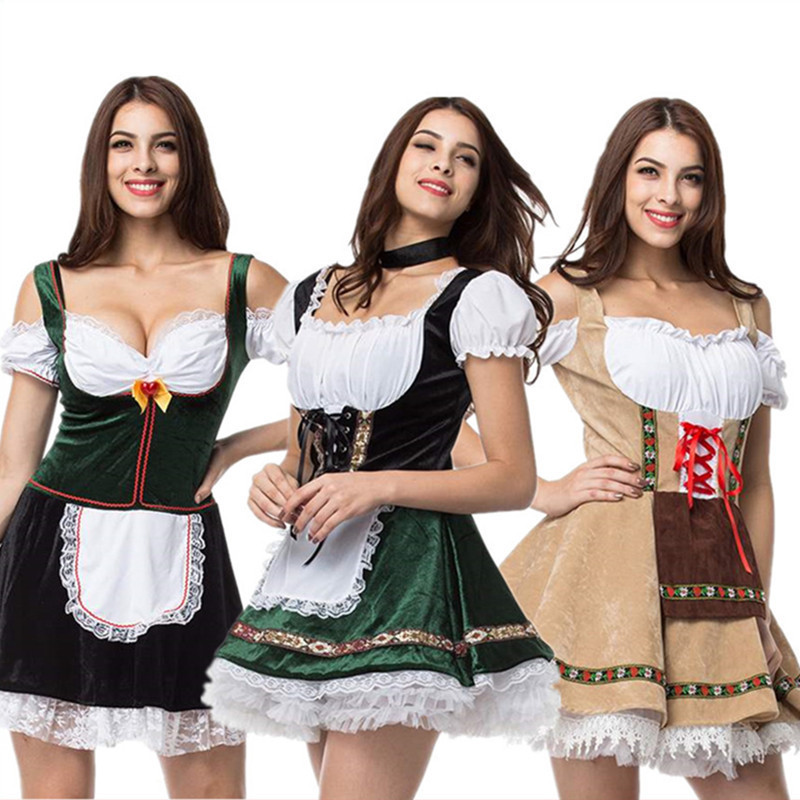 Halloween new Real shot German beer girl dress bar maid suit plus size German beer festival suit Halloween new Real shot German beer girl dress bar maid suit plus size German beer festival suit
