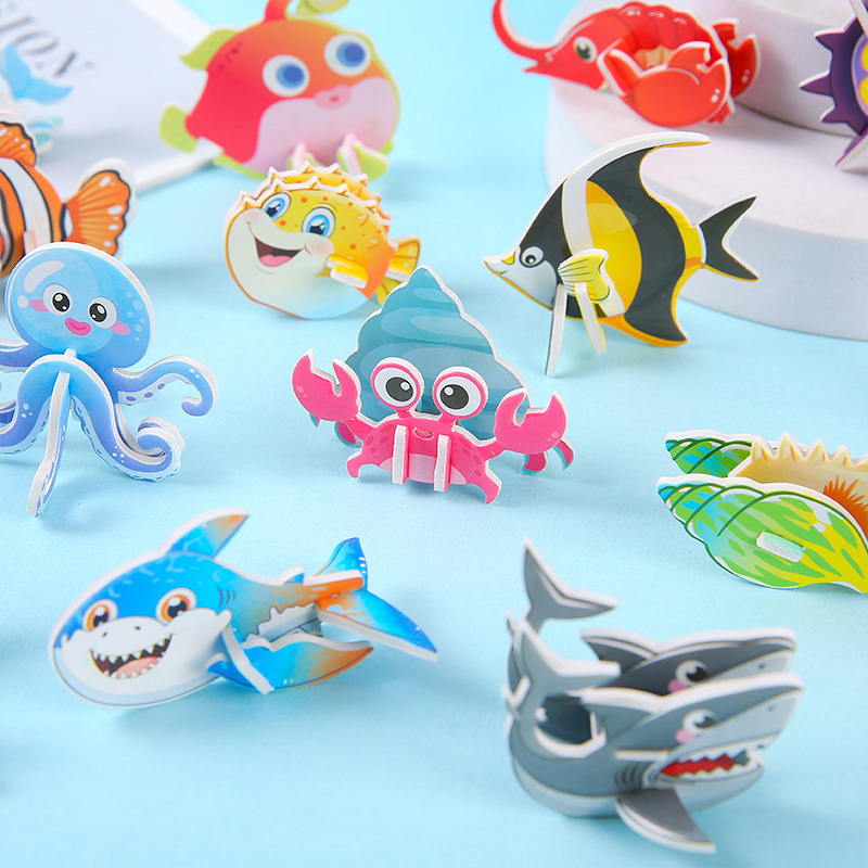 立体昆虫パズル diy 立体恐竜動物タンク手作りパズル子供のおもちゃ幼稚園ギフト|undefined