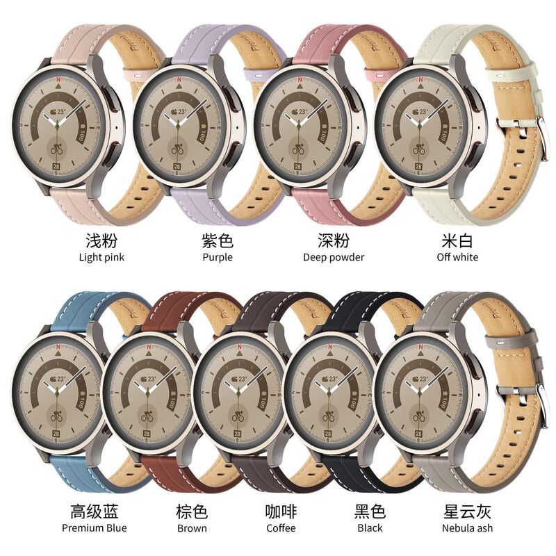 For Samsung watch S3 Galaxy watt4 Active2 Huawei business 20mm22mm genuine leather strap