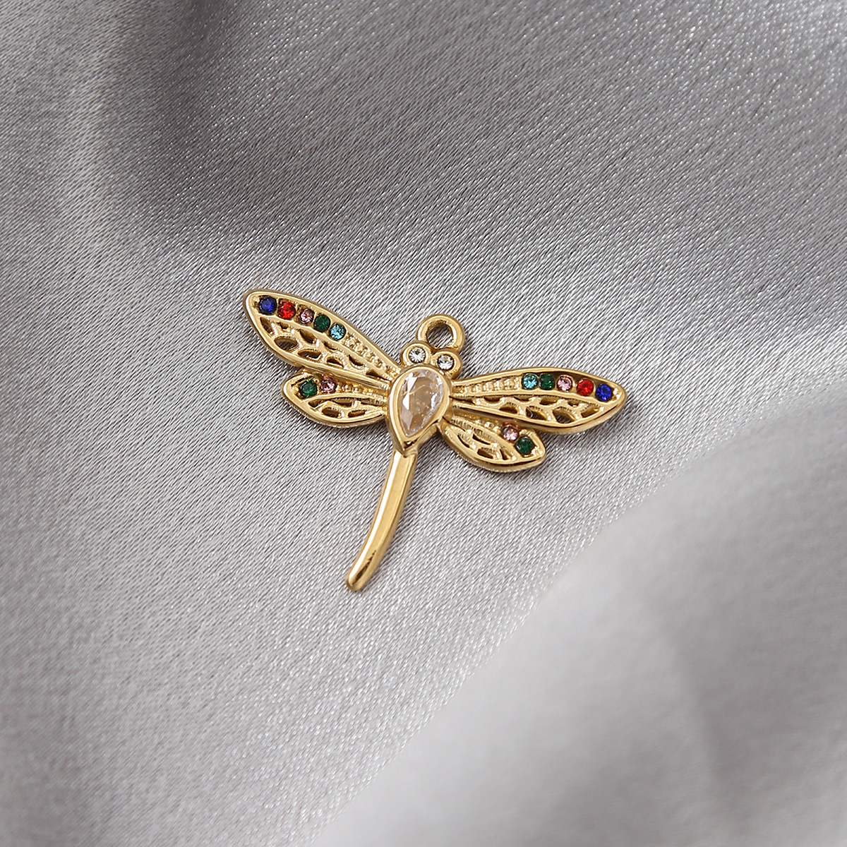 4g Weight Pendant Jewelry Making Type 20 * 27mm Jewelry Making Size Zircon Inlay Material Jewelry Accessories Classification 304 Stainless Steel Material Dragonfly Pattern All Seasons Season Plating Design Elegant, Glam Style 20 * 27mm 304 Stainless Steel Zircon Dragonfly Pendant Jewelry Accessories 8