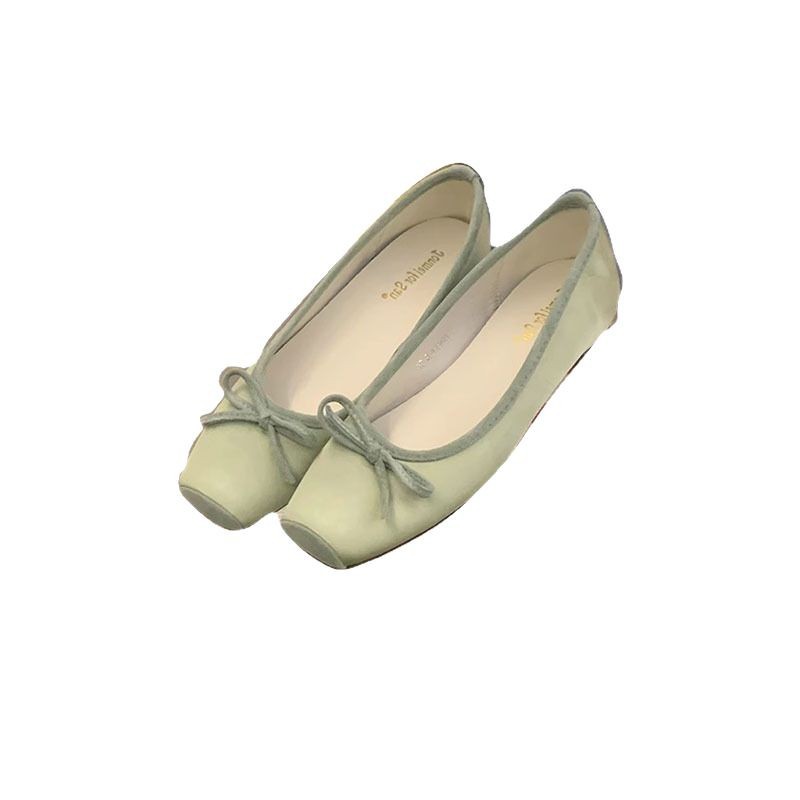 Aumentar la altura interior de los zapatos de albaricoque para mujeres primavera nuevo tipo de zapatos de marioneta suaves retro casuales zapatos de frijol de ballet con suela gruesa