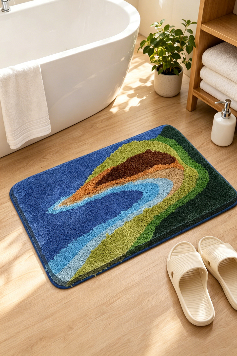High-End Bathroom Absorbent Floor Mat, Non-Slip Foot Mat for Home Toilet Entrance, Long Tufted Thickened Bathroom Carpet