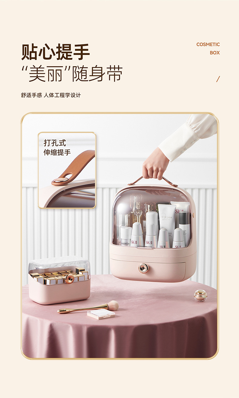 网红化妆品收纳盒防尘口红面膜护肤品储物盒桌面抽屉式