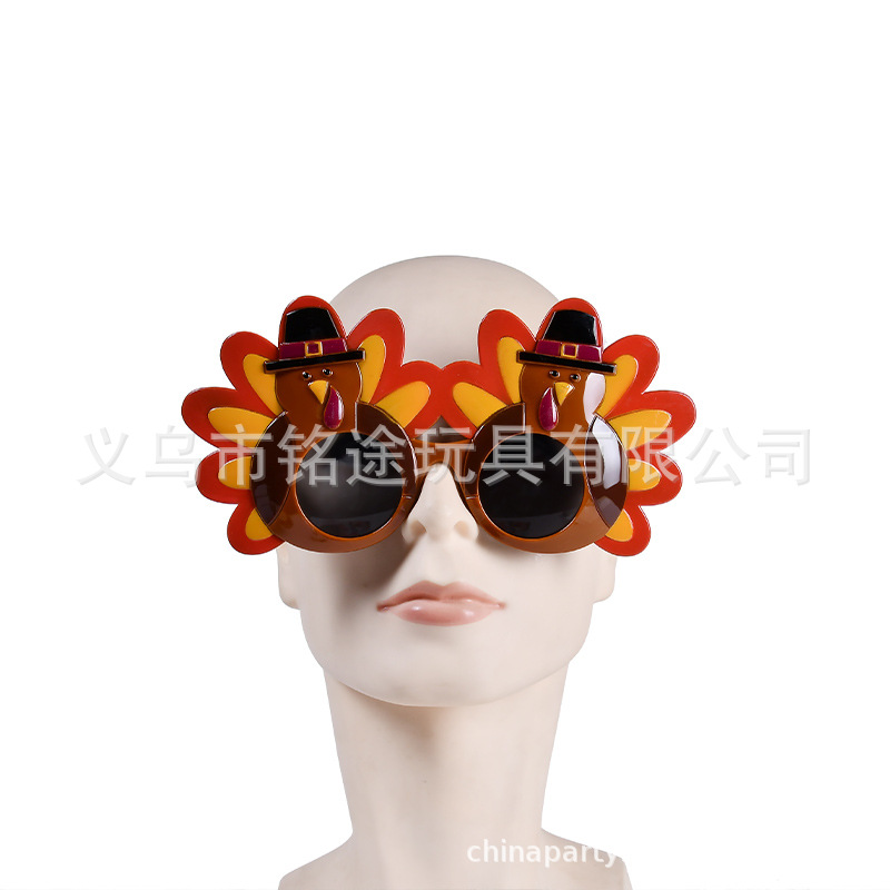 Decoración del Partido de Acción de Gracias gafas de pavo Thanksgiving theme party Turkey shape glasses