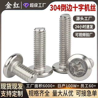 304不锈钢倒边十字机丝十字大扁头斜边扁头家具螺丝斜平头螺丝