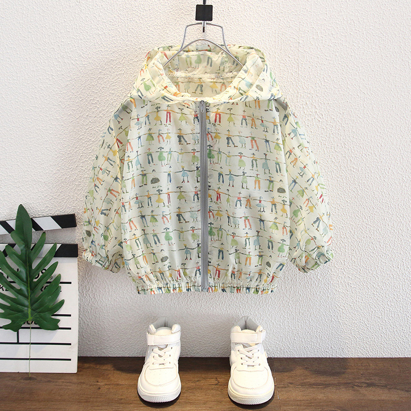 8002 ropa de protección solar para niños ropa de verano 2025 verano nuevo estilo niño ligero con capucha al aire libre top protección UV image 6