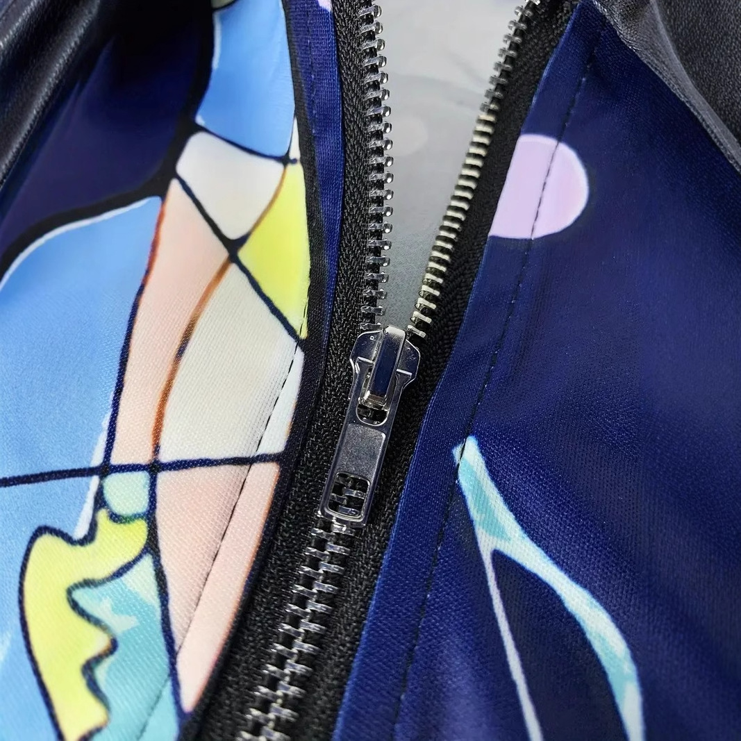 Arte abstracto, notas coloridas, estampado 3D, personalidad de la calle de verano para hombres, cremallera de manga corta, camisa POLO suelta y transpirable