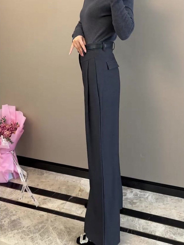 黑色西装直筒裤早春新款时尚女2025新款轻奢高级感遮肉显瘦阔腿裤|undefined