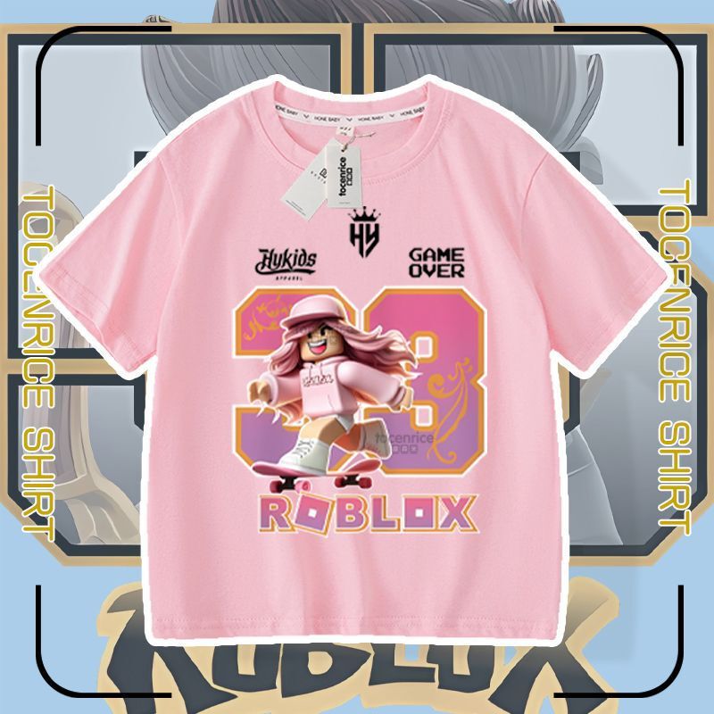 Roblox Virtual World Roblox Peripheral Short-Sleeved Men's and Women's 2026 Girls' Loose Casual Versatile T-Shirt Roblox Virtual World Roblox Peripheral Short-Sleeved Men's and Women's 2026 Girls' Loose Casual Versatile T-Shirt