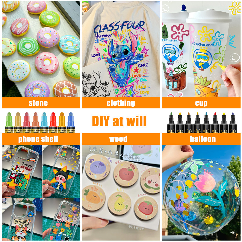 Explosiones transfronterizas 72 color pluma de acrílico de doble cabeza para estudiantes pintando graffiti lavable pluma de acrílico pintada