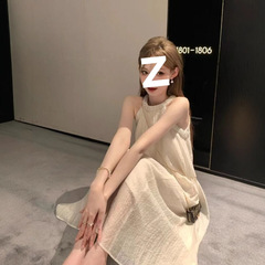 Zhenzhenjia フレンチミルクスタイルホルターネックプリンセスハイエンド年齢軽減ドレスロングスカート痩身スカートパールディナードレス