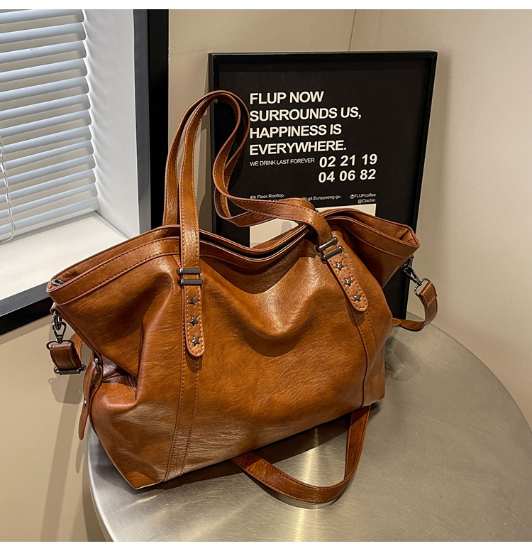 Cross-border large-capacity tote bag for women 2024 New style fashionable single-shoulder bag, retro simple casual crossbody bag for women undefined