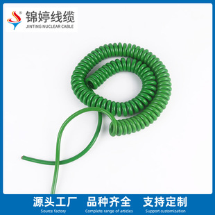 廠家供應綠色TPU2芯彈簧線 VDE電源線定 制各種規格純銅彈簧線