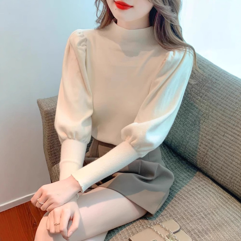 Half-Turtleneck Sweater Knit Base Layer for Women, Autumn and Winter 2026 New Long-Sleeve Top, Slimming and Popular Style for Spring