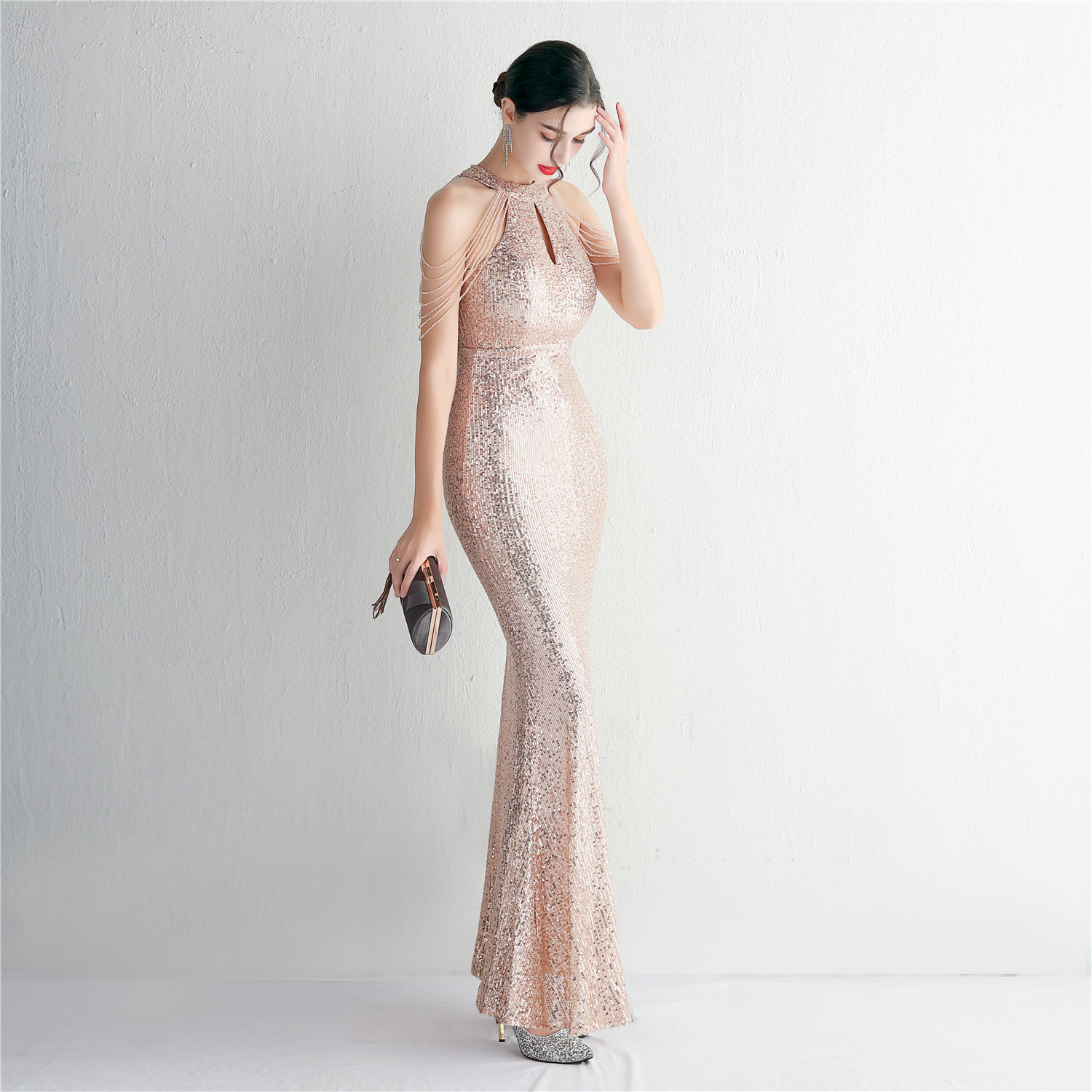 D9362 1630K VÁY ĐẦM LIỀN THÂN DỰ TIỆC NỮ YIEOUBA DÁNG ÔM BODY GỢI CẢM SEXY KIỂU ĐUÔI CÁ THỜI TRANG NỮ G05 SẢN PHẨM MỚI