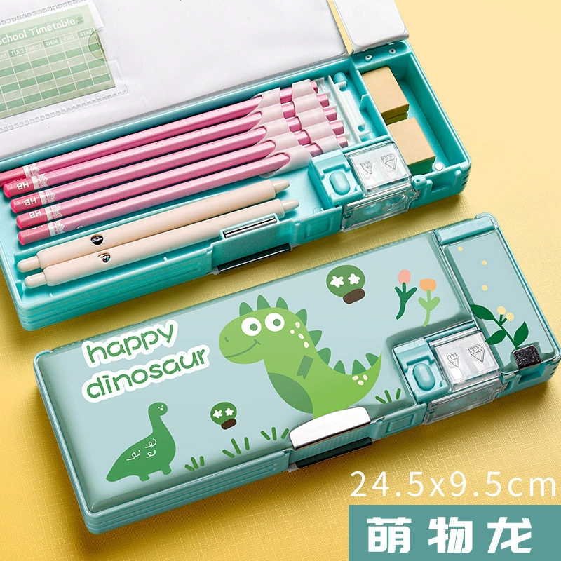 Children's universal plastic double-layer pencil case for boys for elementary school students for kindergarten, new collection