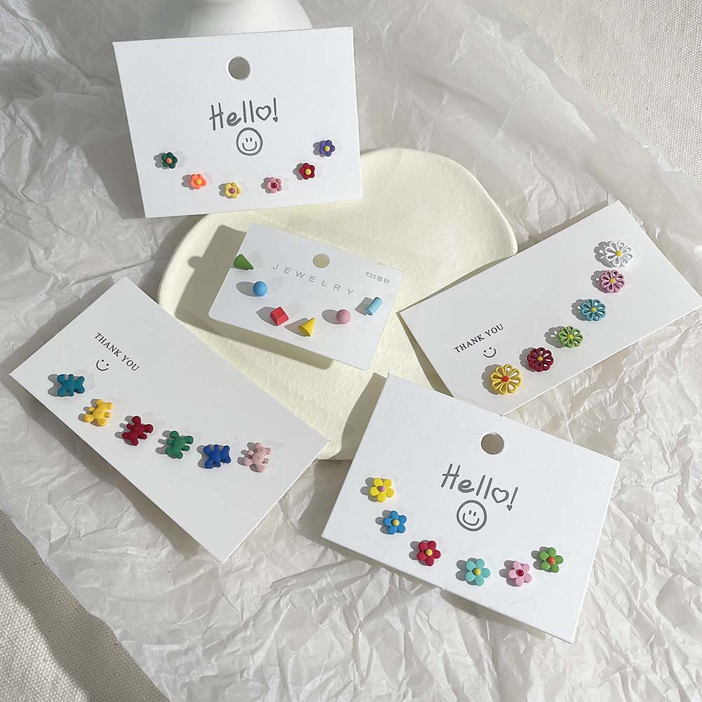 Cute Cartoon Plastic Enamel Womenu0027S Ear Studs 3 Pairs