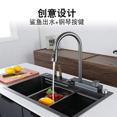 Custom-made stainless steel overflow sink Household 304 large single trough integrated basin dishwashing sink trendy kitchen sink