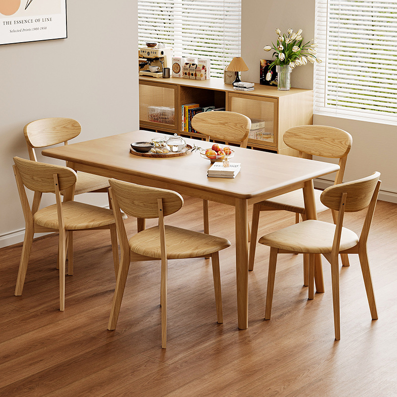 Solid Wood Dining Table New Small Apartment Dining Table Living Room Home Tea Table Restaurant Rectangular Dining Table and Chair Combination