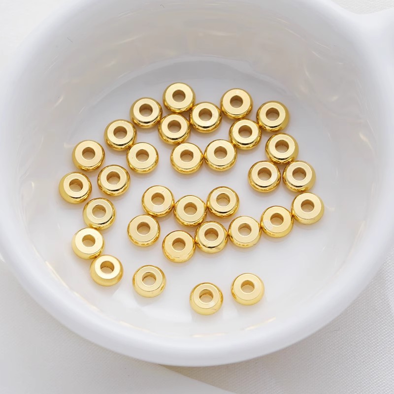 18k金隔片扁隔珠diy饰品手串文玩散珠铜镀金垫片配件材料