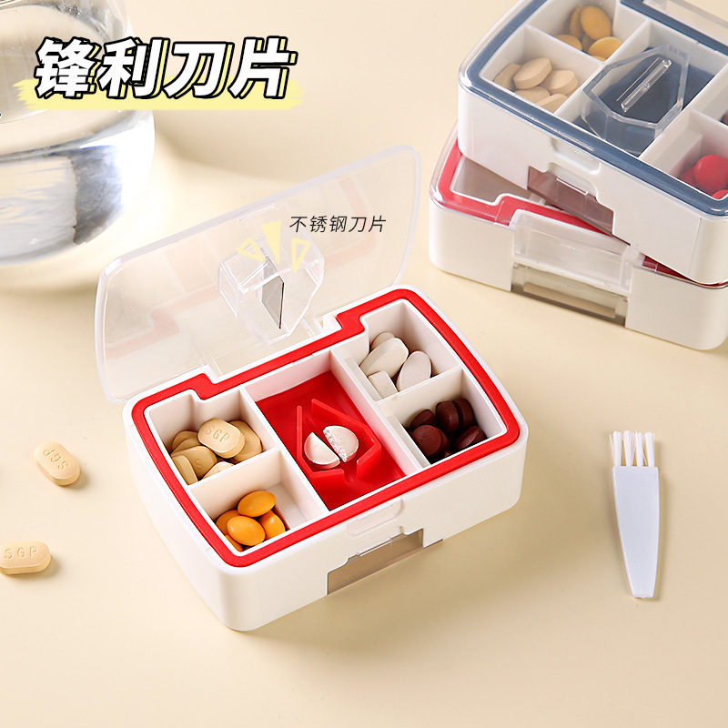 Multifunctional pill organizer portable divider pill cutter grinder storage three-in-one travel sealable pill encapsulation and storage box