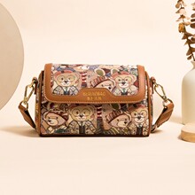 北包包小众设计卡通小熊时尚撞色单间白百搭洋气韩系斜挎小圆包女