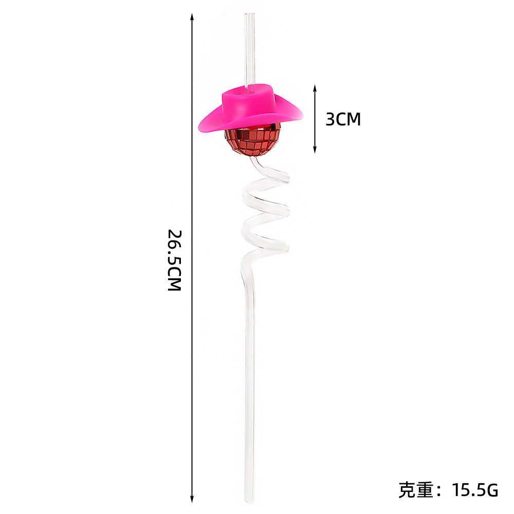 Disco bola vaquero sombrero pajita transfronteriza tema de Navidad fiesta copa de vino pajita fiesta de cumpleaños suministros de decoración