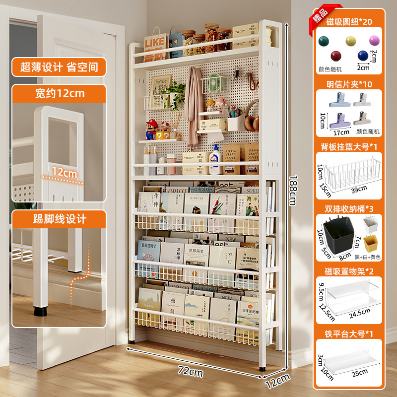 El estante del tablero del agujero detrás de la puerta, la habitación del piso al techo, la pared estrecha, el hogar, el espacio, el artefacto de almacenamiento del dormitorio, la estantería ultrafina