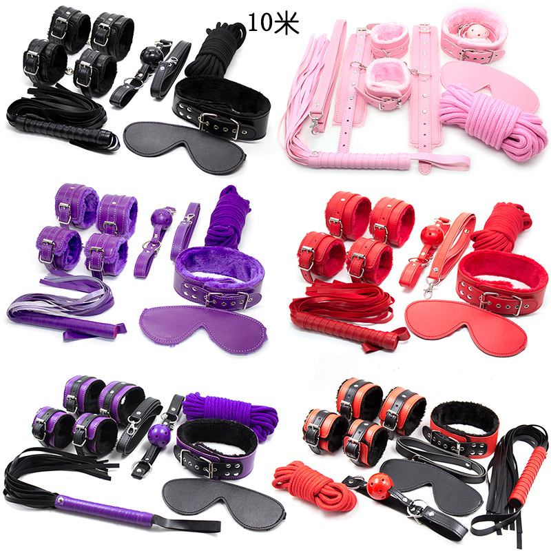 Factory wholesale plush 7 -piece leather purple seven pieces of sex…
