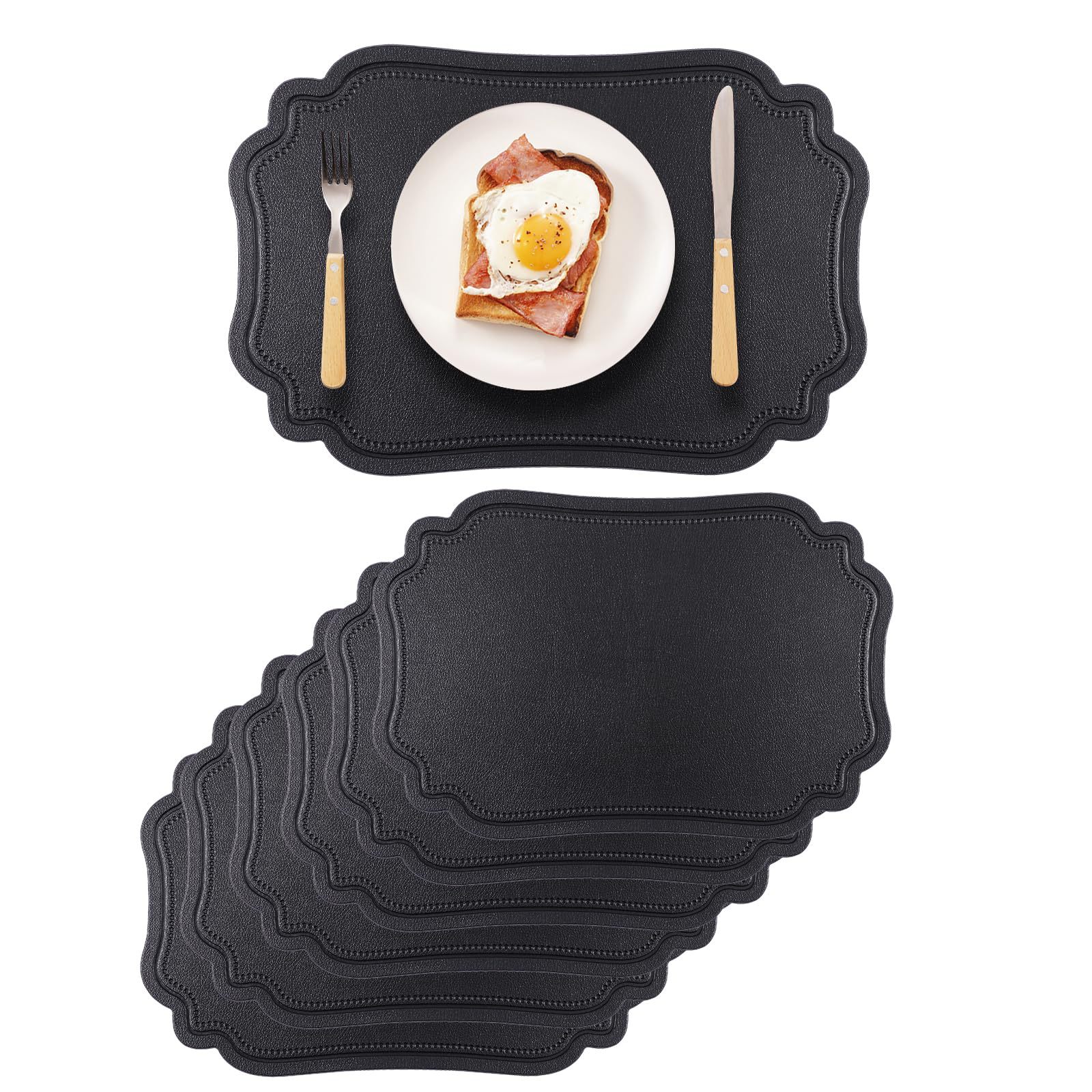 Cojín de cuero de encaje pvc estampado retro mesa de comedor impermeable a prueba de aceite aislante de taza cojín simple color sólido cojín occidental