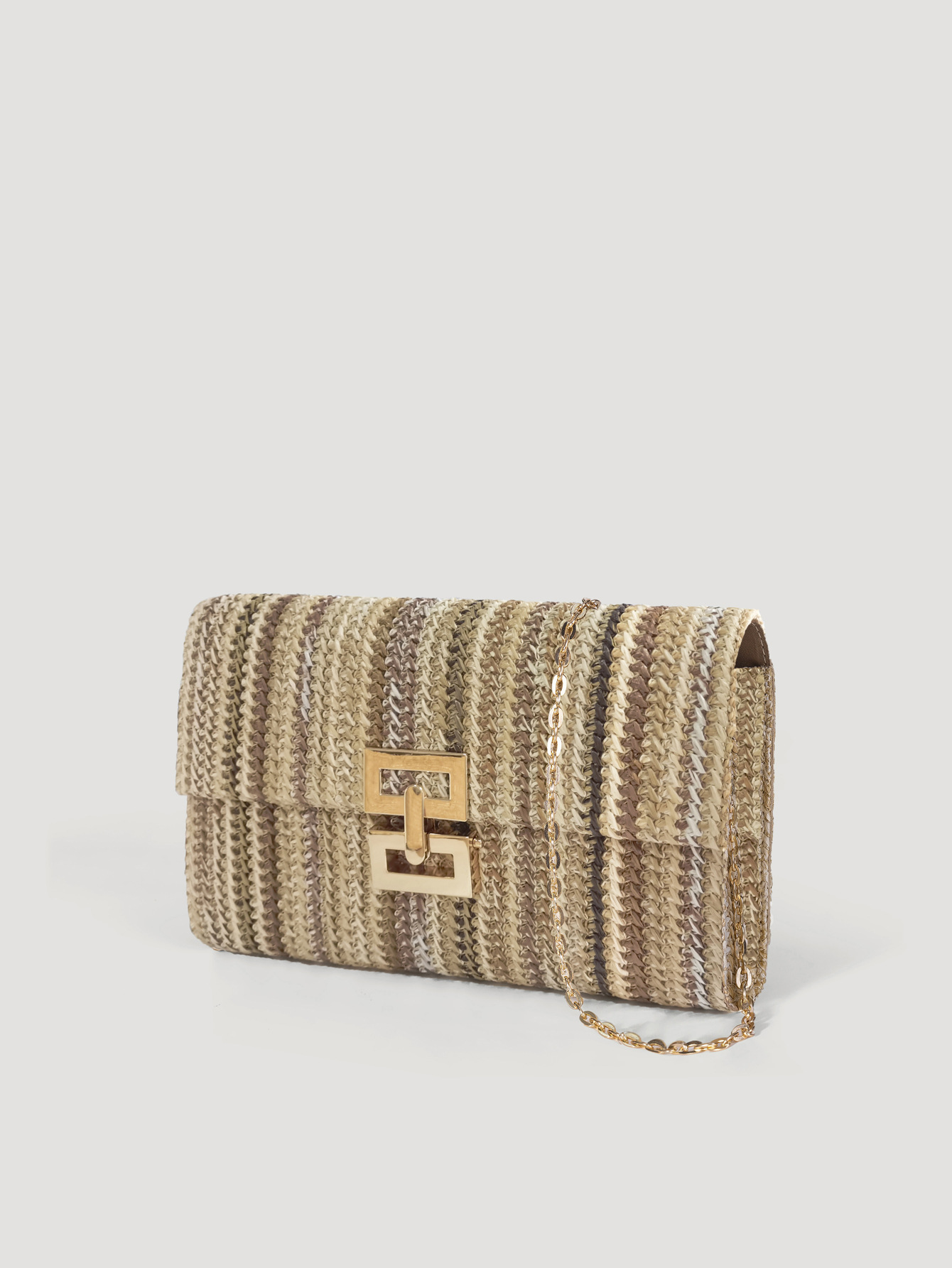 Geometric Pattern Women's Small Straw Geometric Elegant Streetwear Straw Square Lock Clasp Straw Bag