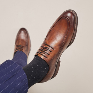 6493 Dropshipping Men's Shoes 2022 Spring Leather Shoes Men's Genuine Leather First Layer Cowhide Business Casual Leather