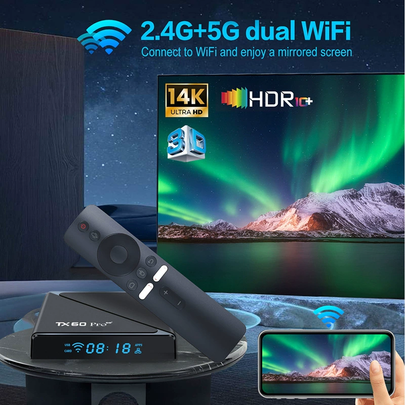 TX60 ПРО ATV набор ТВ-бокс Android TV box двойной диапазон 5Г WiFi Bluetooth голосовой пульт дистанционного управления ТВ-бокс
