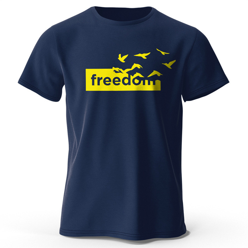 European Size T-Shirt [European Size Cotton t] Men's Free Letter Printed T-Shirt 100% Cotton Oversized Interesting Graphic t