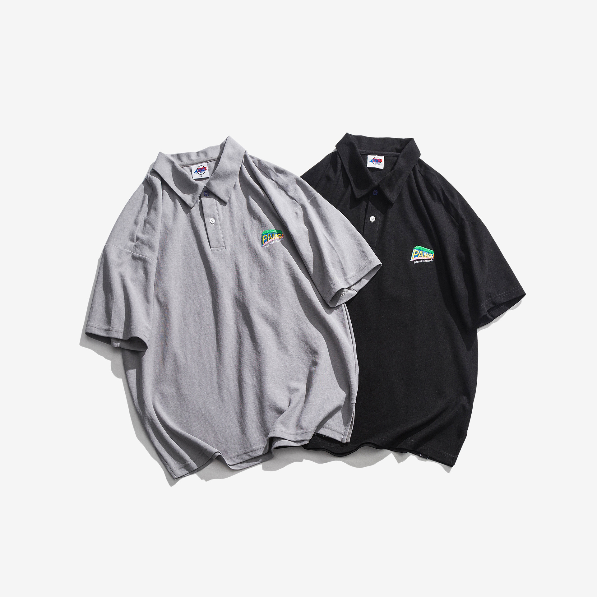 Fashionable Japanese retro trend solid color polo for leisure